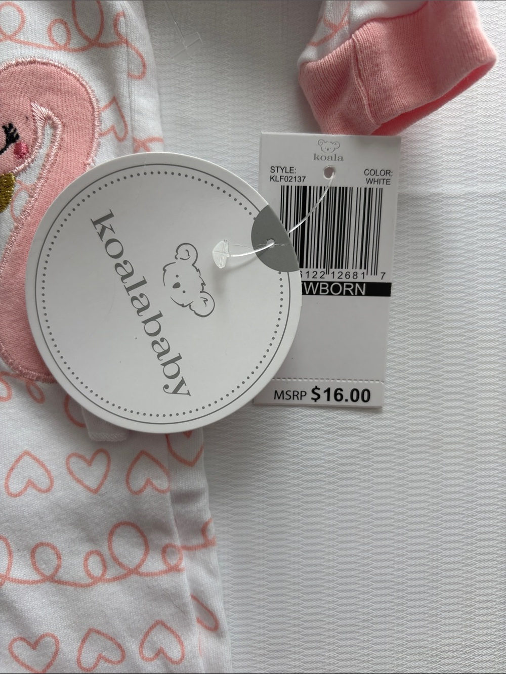 Koala Kids Pink & White Heart-Print Baby Footed One-Piece - Picture 3 of 3